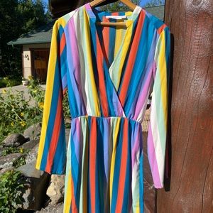 RAINBOW/COLORFUL Glam Comfy Midi Dress SZS